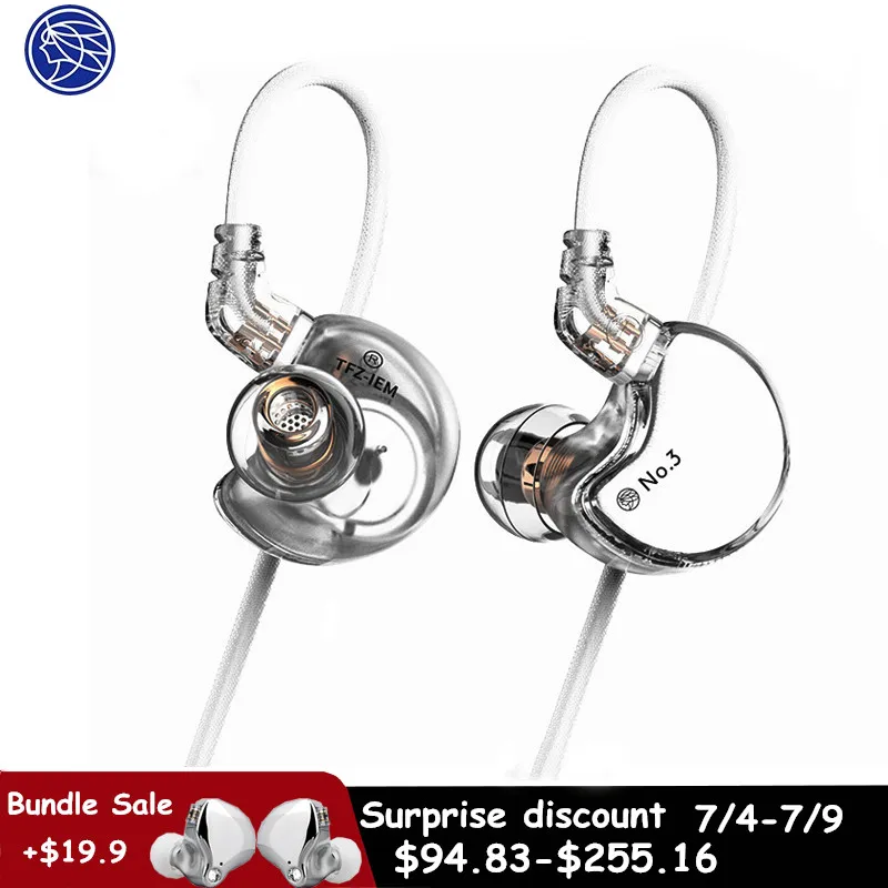 

Наушники-вкладыши TFZ NO.3 с динамическим драйвером и отличными басами, наушники с шумоподавлением, Dj стереогарнитура 0,78 мм, 2-контактный съемн...