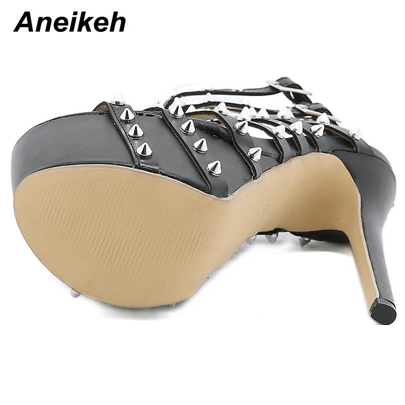 Женские высокие сандалии-гладиаторы Aneikeh с заклепками летние сексуальные туфли