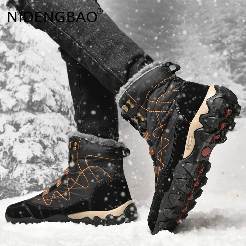 Men Sneakers Winter Outdoor Hiking Shoes Warm Plush Waterproof Male Trekking Ankle Boots Anti Skid Soft Booties Zapatos Hombre