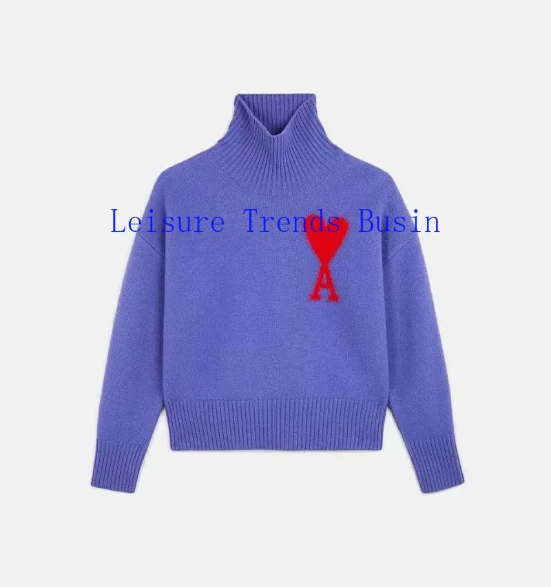 

2021 New AMI Autumn And Winter Wear Loose Fashion Love Gentle Wind Turtleneck Sweater Bottom Top Turtleneck Round Neck Pullover