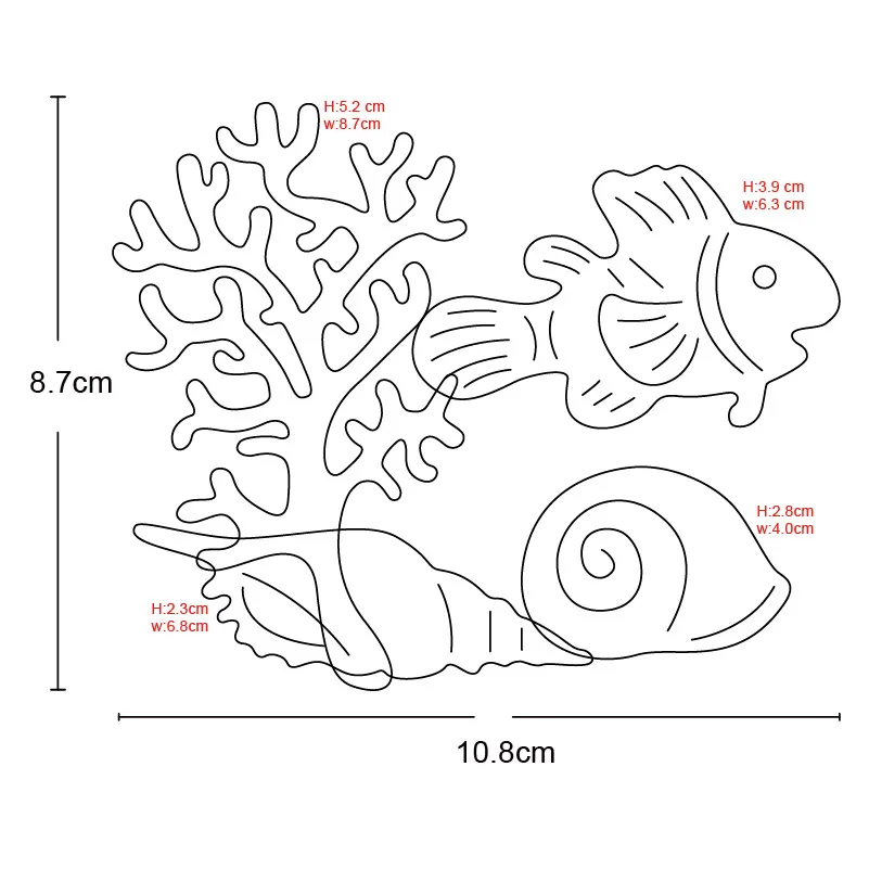 

Coral Fish Conch Metal Cutting Die Stencil for DIY Embossing Paper Photo Album Cards Making Scrapbooking Cut Mould Dies