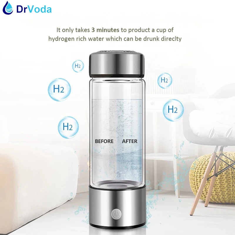 Affordable PEM Dupont Ion Membrane Rich Hydrogen Water Generator Bottle Detached Glass Body H2 Flask 3 min Titanium Electrolysis