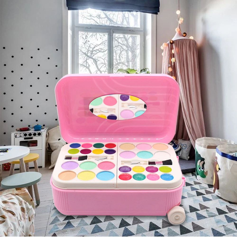 Kids Make Up Toy Set Pretend Play Princess Pink Makeup Beauty Safety Non-Toxic Kit Toys For Girls Dressing Cosmetic Travel Box | Игрушки и