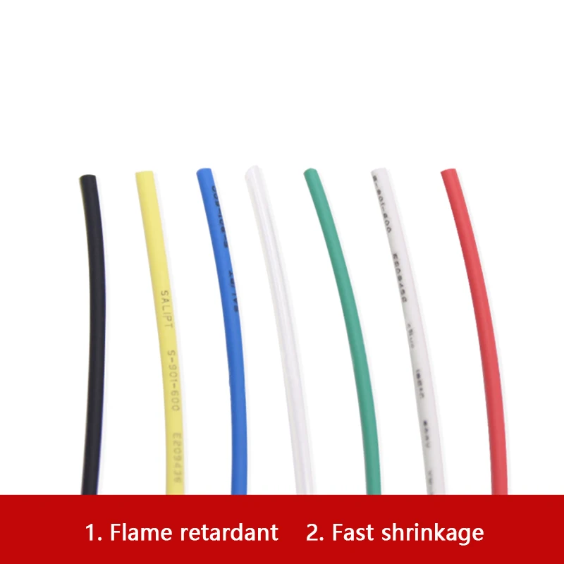 Термоусадочная трубка диаметром 2 мм черная белая красная зеленая желтая синяя