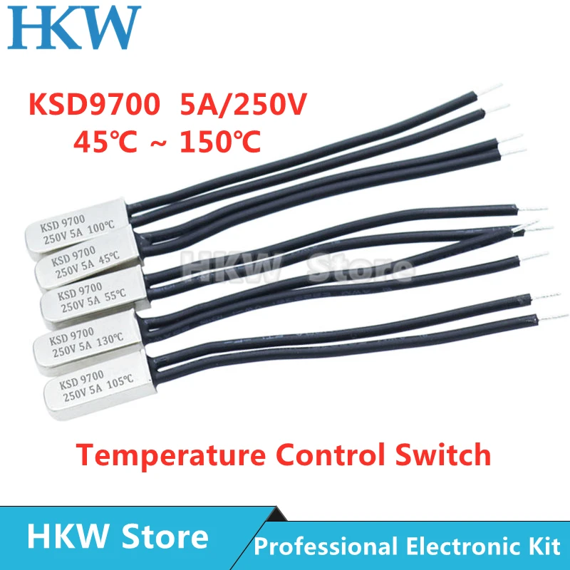 KSD9700 5A 250V 15C 35C 40C 55C 60C 75C 80C 85C 90C 95C 100C 155C термостат без NC термозащитные