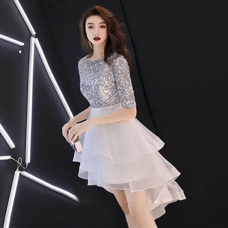 Женское вечернее платье с блестками роскошное элегантное короткое приталенное