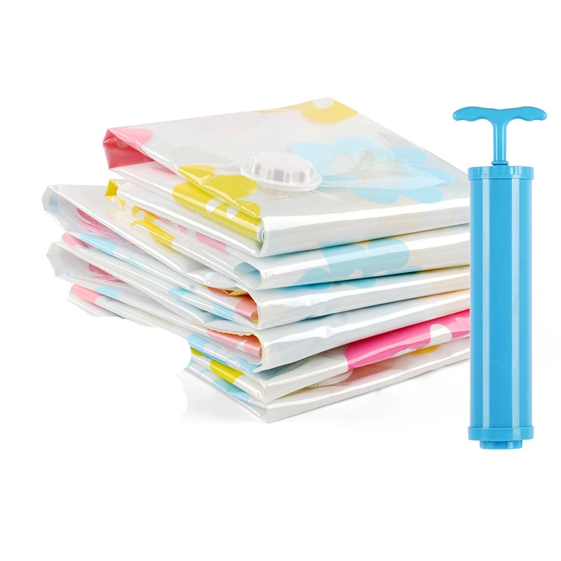 Вакуумная упаковочная вакуумная сумка для хранения с ручным насосом одежды