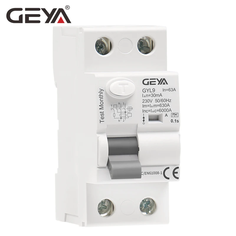 GEYA A Type RCD Прерыватель Цепи при утечке на землю AC ELCB 2 Pole 40A 63А 30мА 100мА 300мА