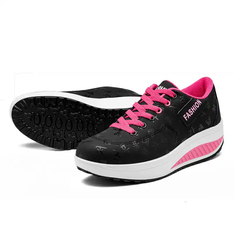 Waterproof running Shoes Women Height Increasing Wedge Sneakers Fitness Lace-up Platform Antislip Gym Jumping | Спорт и развлечения