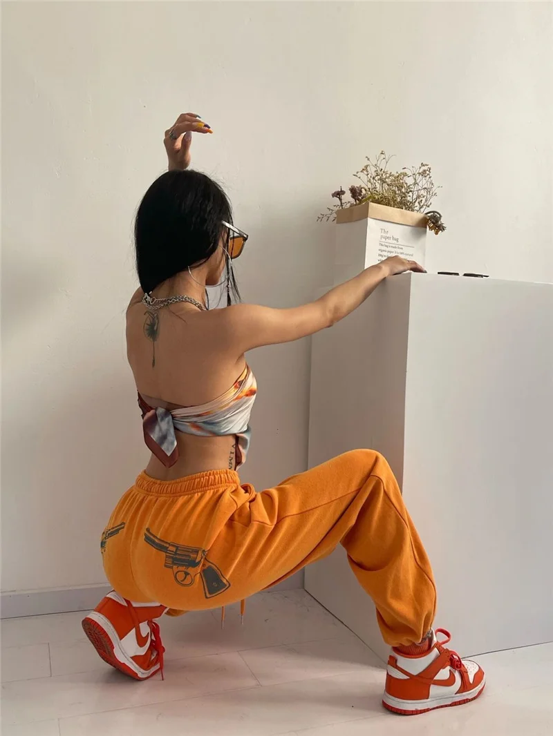 Женские Эластичные повседневные спортивные брюки с высокой талией со шнуровкой