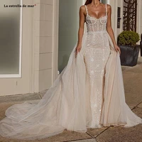 vestido novia sirena new lace crystal corset detachable sexy mermaid wedding dress trailing svatebni saty luxury bridal gown