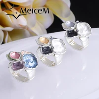 meicem 2021 hot sale party wedding ring big geometric adjustment rings for women female alloy new design jewelry womens gift