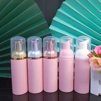 30 pieces 2 oz 60ml pink plastic foam pumps empty cosmetic lashes cleanser shampoo refillable bottle with rose gold silver pump