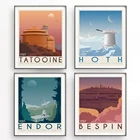 Постеры для путешествий в стиле ретро, художественная живопись с изображением планеты и хота, винтажные настенные картины с пейзажем, домашний декор