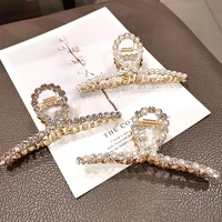 2021 new fashion metal large medium colored pearl rhinestone hairpin pan hair claw for women girl hair accessories headwear