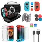 Набор игровых аксессуаров, дорожная сумка для хранения для Nintendo Switch, защитный чехол для экрана, зарядный кабель, колпачки для большого пальца