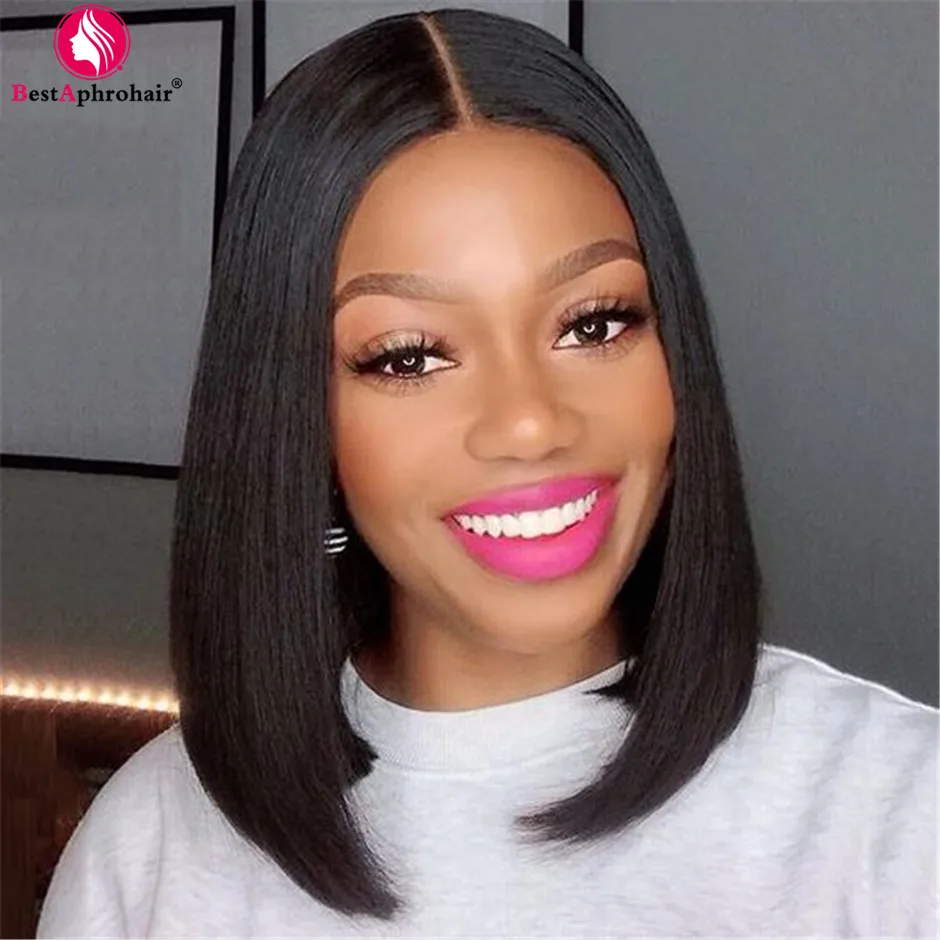 Human Lace Front Wigs Pre Plucked Malysian Straight Frontal Wig Short Bob Wig Lace Front Human Hair Wigs for Black Women