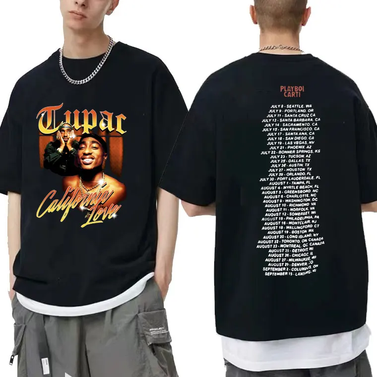 Awesome Tupac 2pac Rap Tshirt Oversized Harajuku Logo Print Tee Short Sleeve Regular Mens Quality Playboi Carti Hip Hop T Shirts