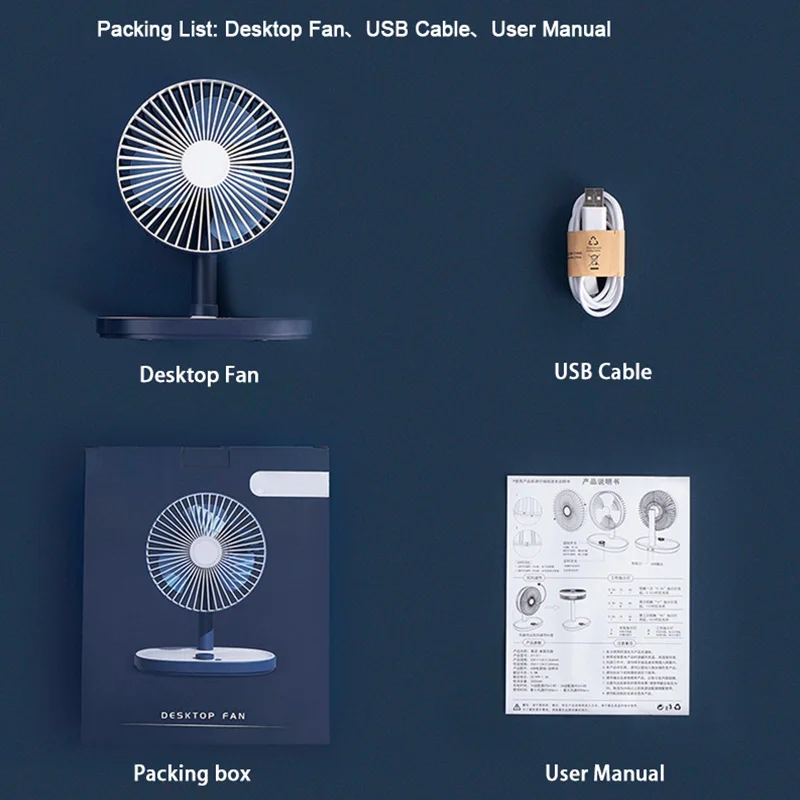 

Kbaybo Mini USB Rechargeable Built-In Battery Air Cooling Fan Desk Cooler Fan Student Dormitory Bed Portable Desktop fan