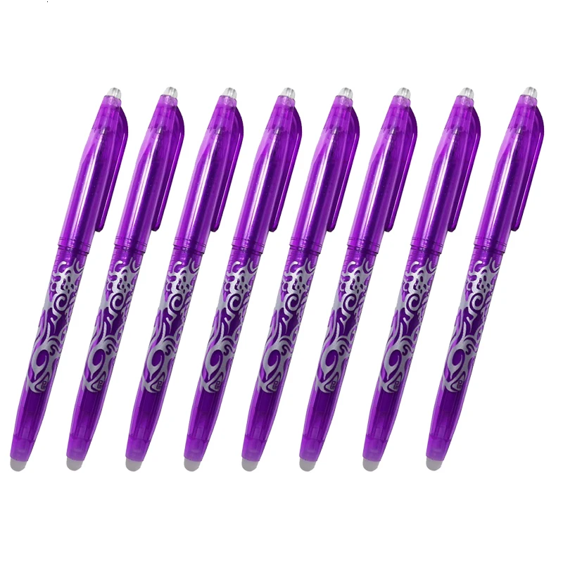 8pcs Purple 8 шт./компл. 0,5 мм стираемая ручка Волшебная пишущая нейтральная ручка гелевая ручка - Цвет: 8pcs Purple