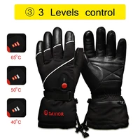 savior winter heated gloves for women electric heating ski gloves mens gloves for sports rechargeable leather thermal mittens