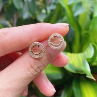 10pairs fashion lovely hollow smile smiley face shaped gold plated micro pave zircon jewelry earrings for women