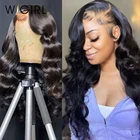 Объемная волна 13х4 передние парики предварительно выщипываются с волосами младенца бразильские человеческие волосы 150% 180% длинные кружевные фронтальные парики для черных женщин