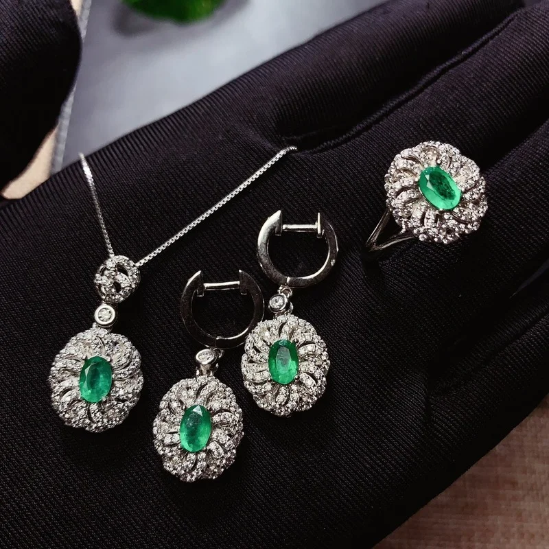 

Классический изумруд свадебный ювелирный набор из 4*6 мм 2ct натуральный SI Класс изумрудно-Ювелирные изделия с драгоценными камнями, набор, Од...