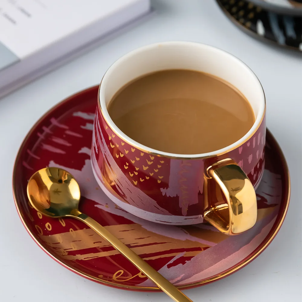 Керамическая кофейная чашка с золотым ободком кофейные кружки креативная