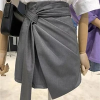 half length skirt female 2021 summer new fashion high waist bag hip design irregular retro thin a line skirt a line ruffles