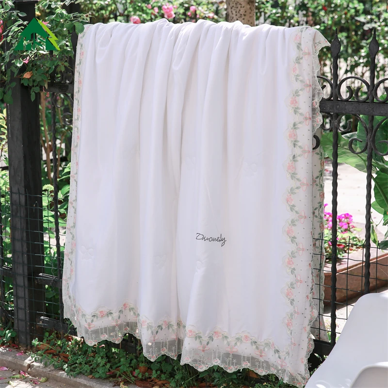 Белое Кружевное тонкое одеяло 400 нитей летнее Двухспальное покрывало для