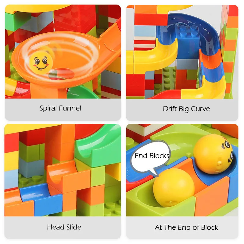 

165-330 Pcs DIY Assemble Marble Race Run Blocks Toys Compatible Funnel Slide Building Blocks Bricks Toys Toys for Kids Xmas Gift