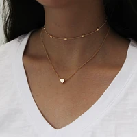 fashion vintage multi layer love pendant necklace bead chain lady gold bead necklace jewelry bohemia new