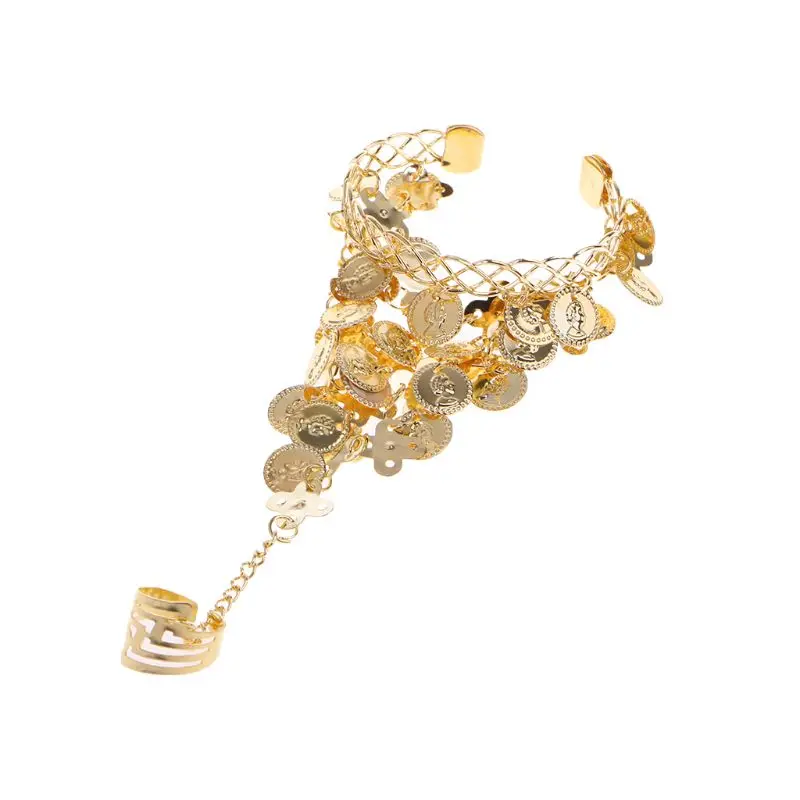 Новинка Золотое кольцо с монетами для танца живота 2 шт. браслет танцевальный