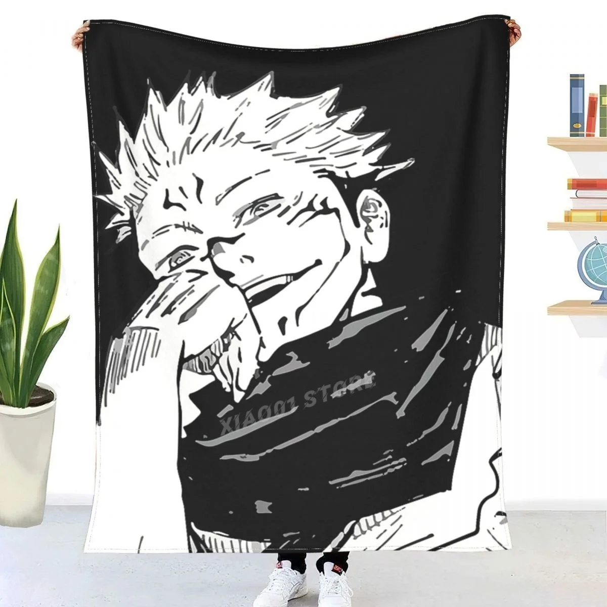 

Sukuna Sitting With Pride, Itadori From Jujutsu Kaisen, Anime Top Selling Throw Blanket Sherpa Blanket Bedding soft Blankets