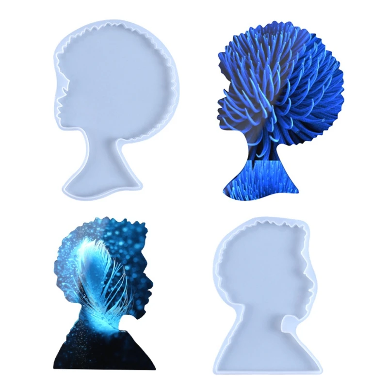 

2021 New Afro Female/Male Head Coaster Tray Epoxy Resin Mold Serving Board Silicone Mould 2020 trend