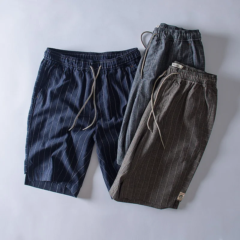 

Summer Knee-length Shorts Men Brand Straight Fashion Striped Shorts Mens Trend Casual Men's Short Wholesale Pantalones Broek