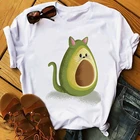 Забавная Мужская футболка с авокадо, кошкой, авокадо, авокадо, мужская летняя белая Повседневная футболка унисекс, уличная одежда, футболка