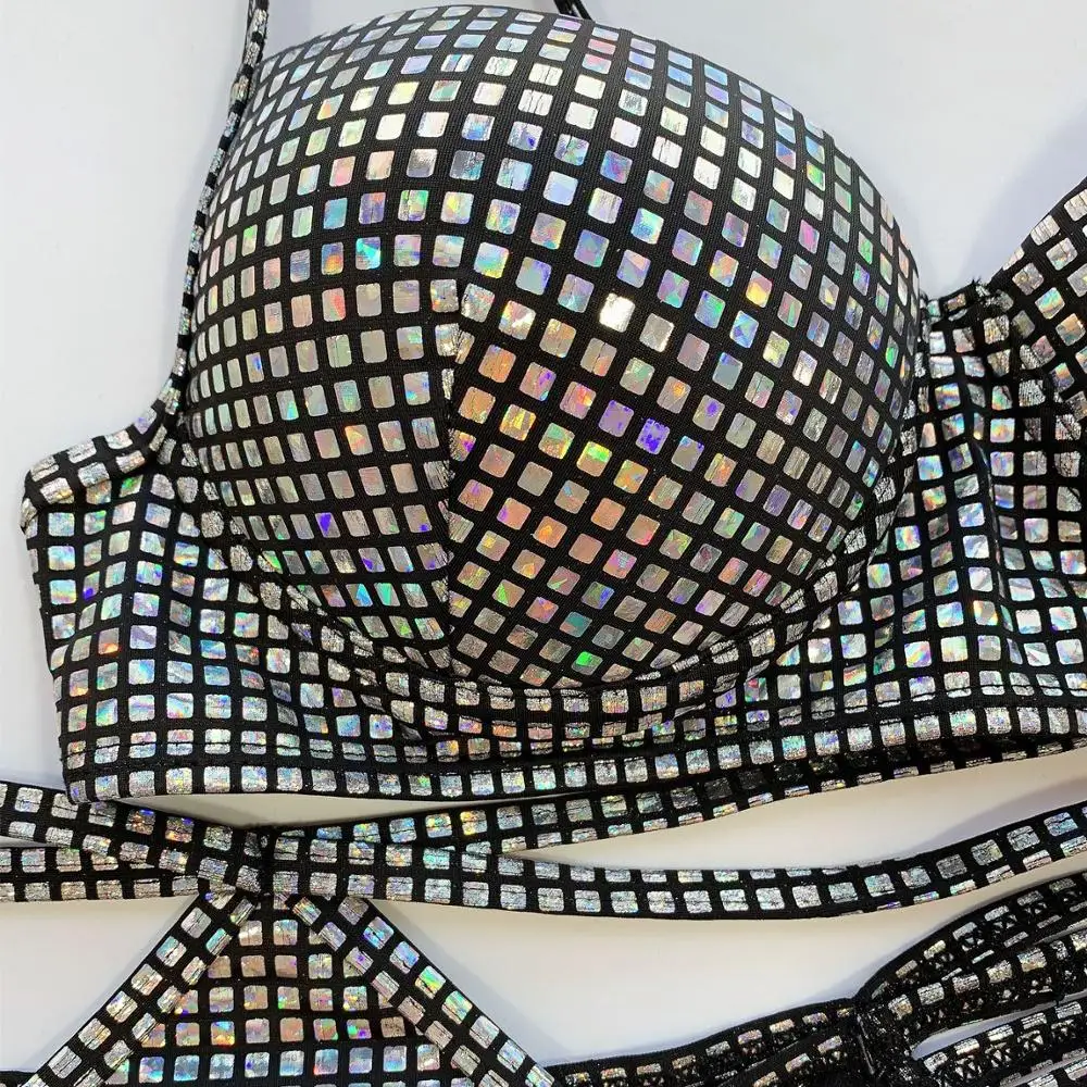 

Solid Black/White Women Swimsuit Push Up Bikini Set Summer Reflective Swimwear Girls Cut Out Swimming Suits Two Pieces Bikinis