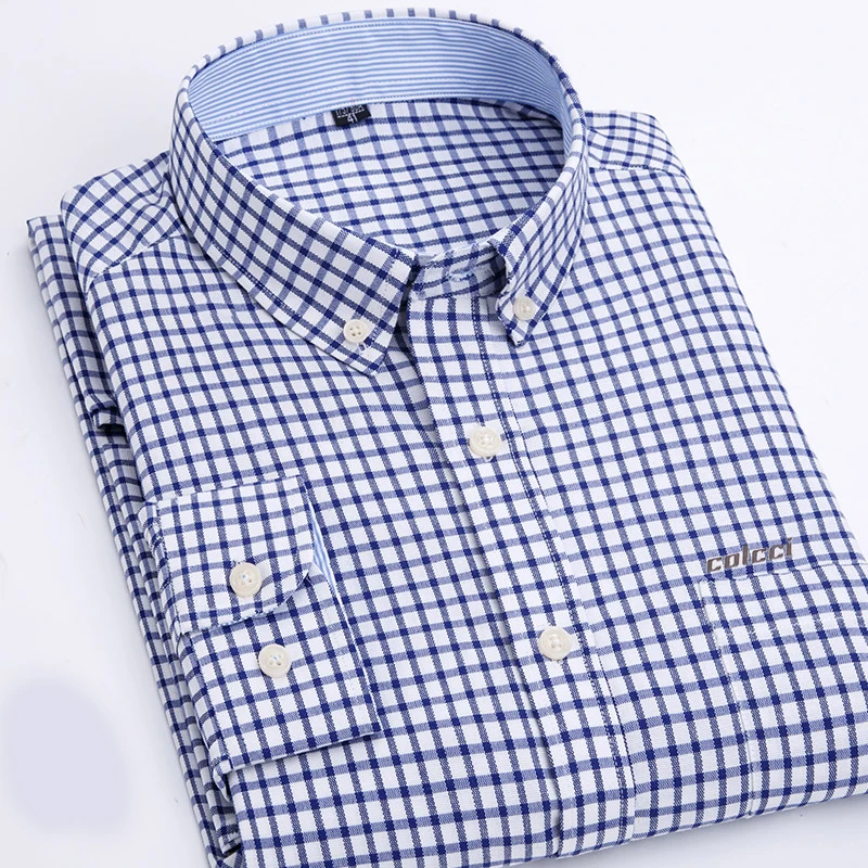 2020 REserved aramy Autumn New Arrival Colcci Men Shirt Striped Oxford Shirt Cotton Casual plai Oxford Wash and Wear