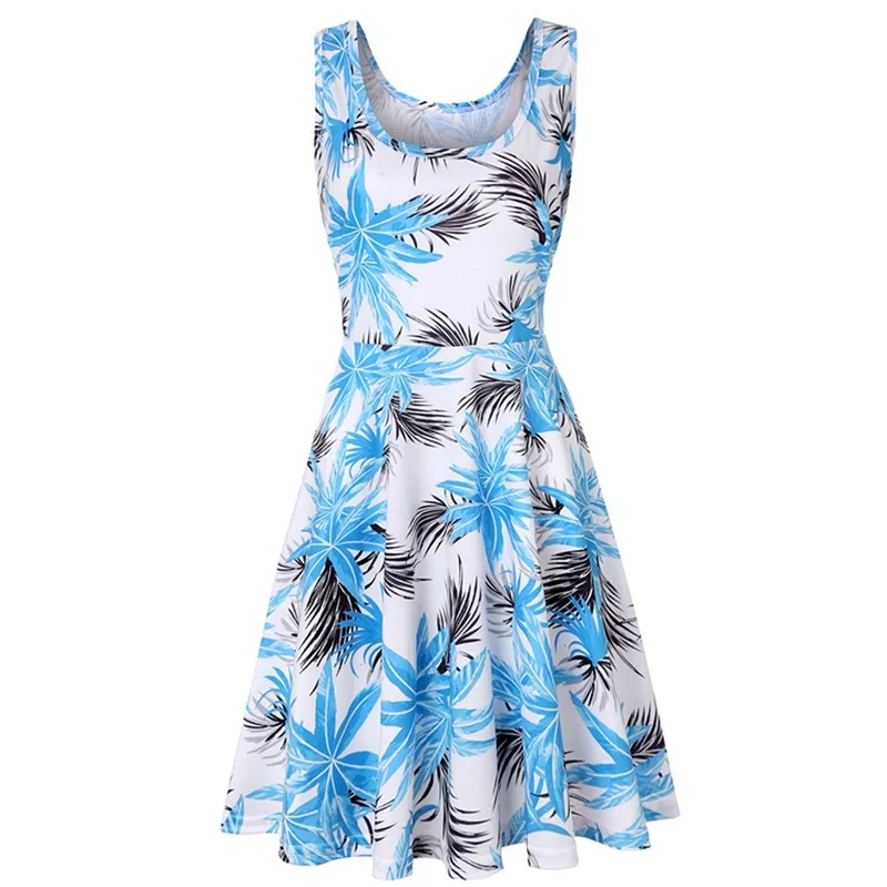

Vintage Womens A Line Summer Dress 2021 Casual Wear Dress With Flowers Print Sukienka Retro Empire Waist Dress Sexy Cute Clothes