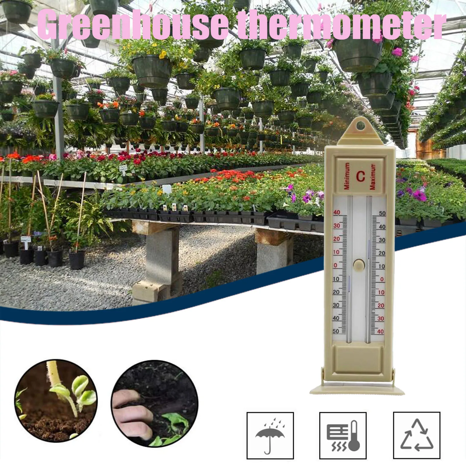 

Maximum & Minimum Thermometer Indoor Outdoor Garden Greenhouse Wall Temperature Monitor Degree Thermometer