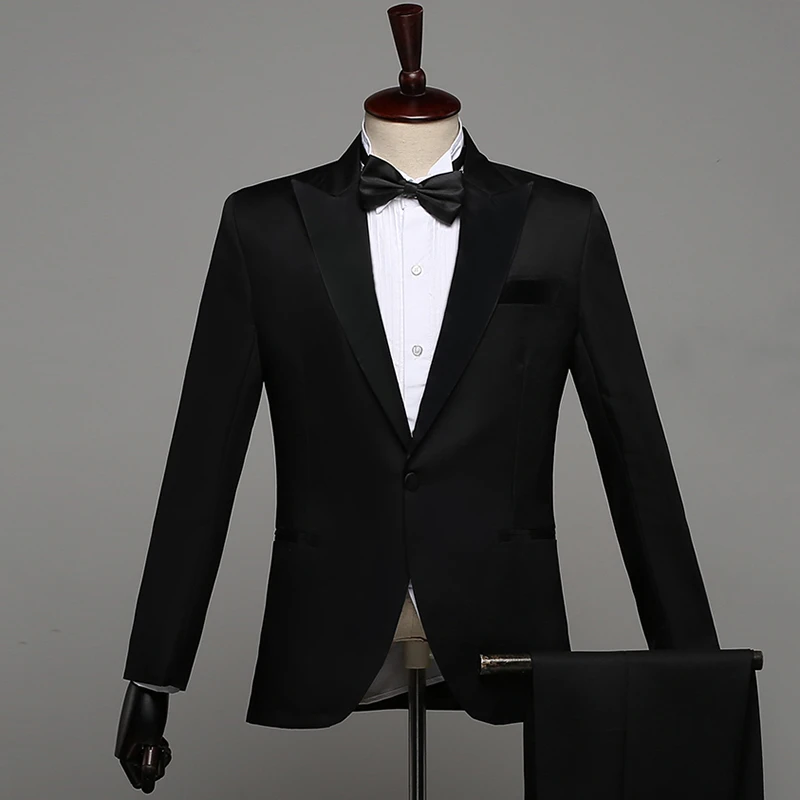 Мужские костюмы для выпускного вечера с отложным воротником белый черный