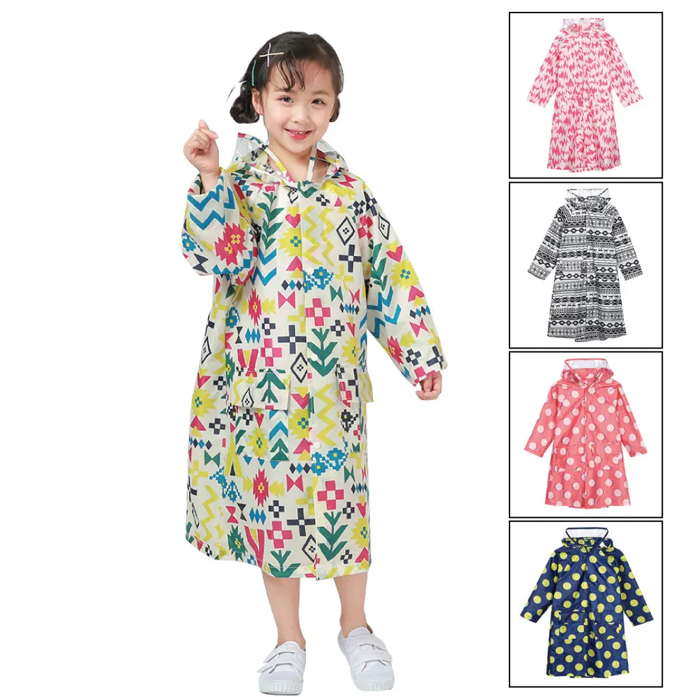 With Big Cap Rain Coat In Handbag For Boys Girls