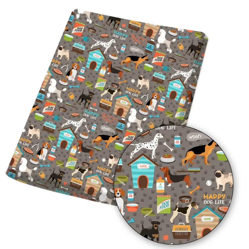 Полиэфирная хлопковая ткань для шитья простыни с принтом милой собаки