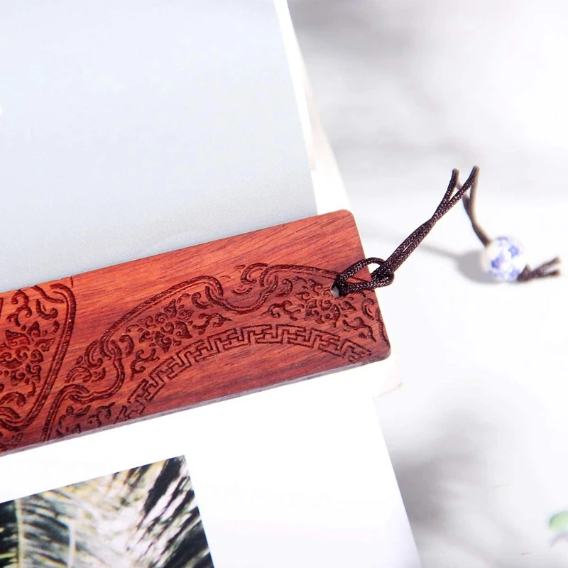 

Natural Bronze Pattern Wooden Bookmark with Ancient Chinese Characters, Gift for Teachers, Students, Women, Fathers, Men
