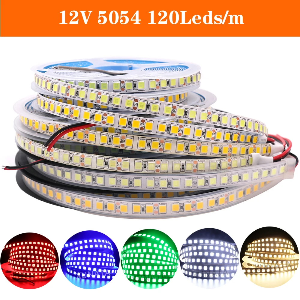 LED Strip Light 5054 12V Flexible LED Stripe 5M 600LEDs Waterproof LED Ribbon Diode RGB/White/Warm White/Blue/Red Led Tape Light