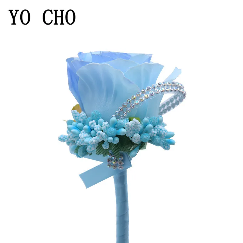 

YO CHO Groom Boutonniere Corsage Pins Wedding Silk Flower Groomsman Boutonnieres Buttonhole Wedding Flowers Marriage Accessories
