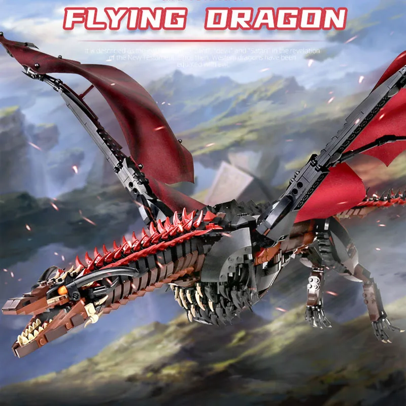 

1691 PCS K89 Red Fire Dragon Viserion Building Blocks Bricks Death Balerion Action Figures Gifts For Kids
