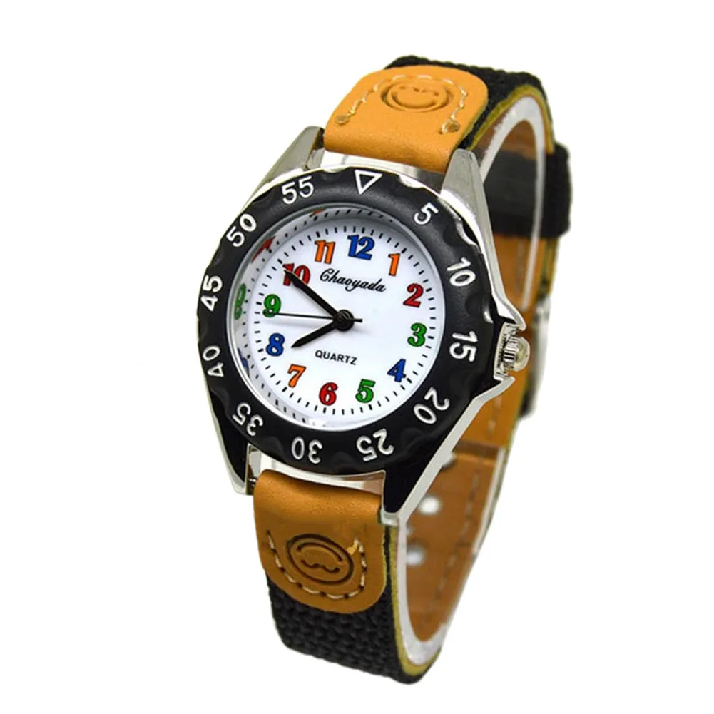 

2021 Newly Cute Boys Girls Quartz Watch Kids Children's Fabric Strap Student Time Clock Wristwatch Gifts W1221